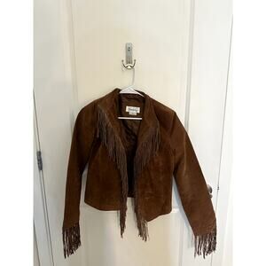 VTG Charlotte Russe Real Leather Fringe Western Jacket – Brown, Size M